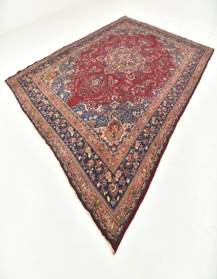 Detail image of  9' 9 x 13'  Hand Knotted Mashad Persian Wool Rug