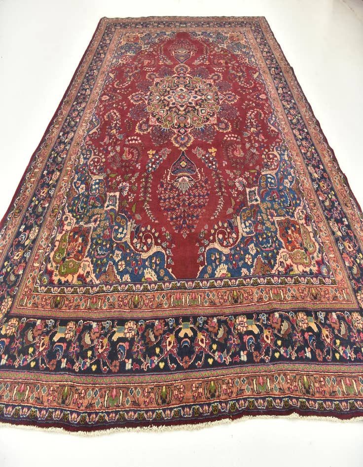 Detail image of  9' 9 x 13'  Hand Knotted Mashad Persian Wool Rug