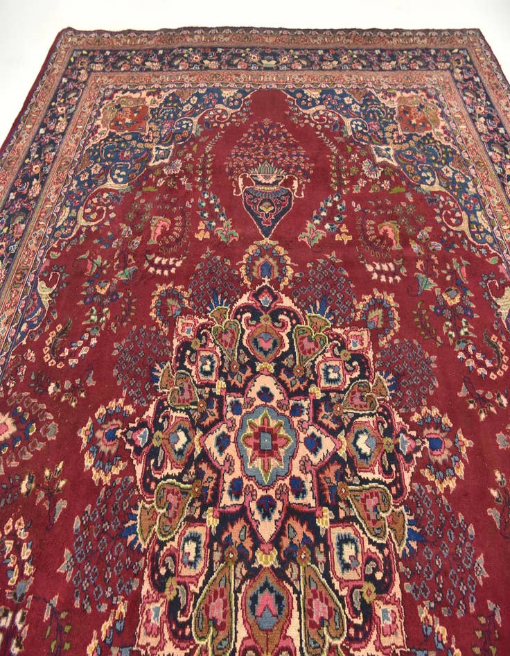 Detail image of  9' 9 x 13'  Hand Knotted Mashad Persian Wool Rug