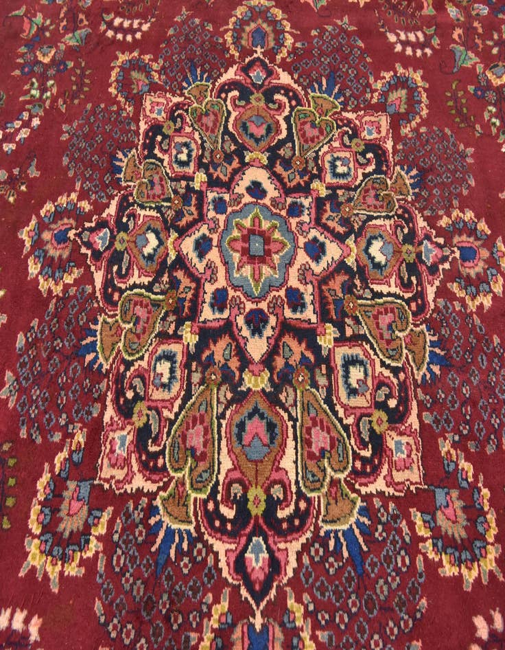 Detail image of  9' 9 x 13'  Hand Knotted Mashad Persian Wool Rug