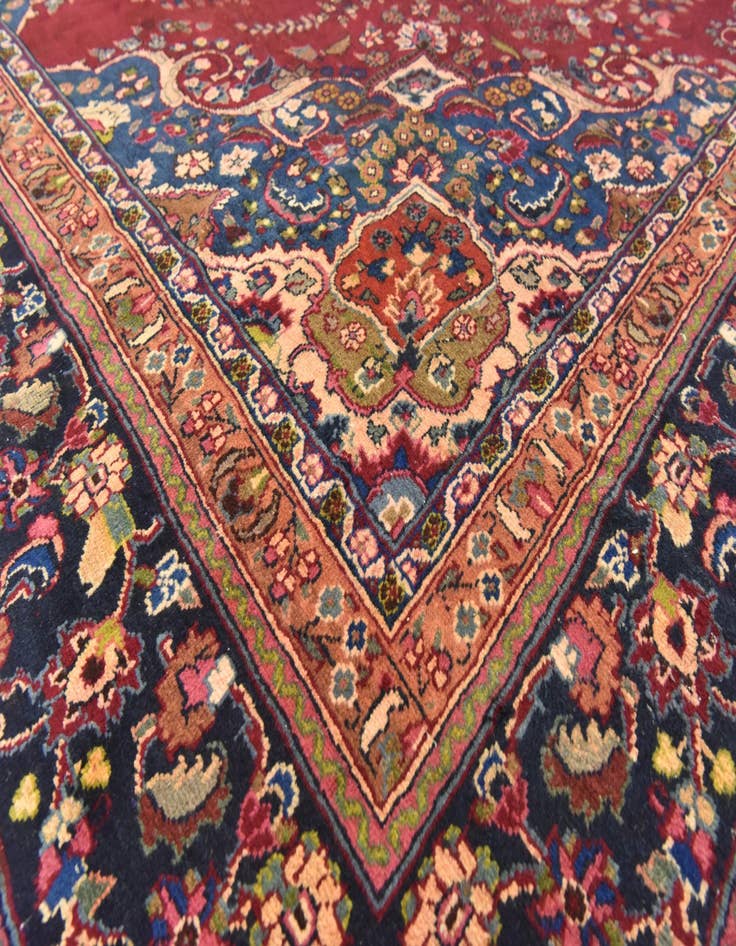 Detail image of  9' 9 x 13'  Hand Knotted Mashad Persian Wool Rug