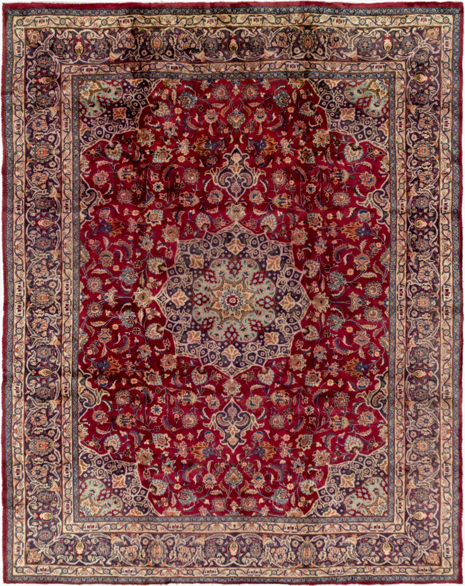 9' 9 x 12' 8  Hand Knotted Mashad Persian Wool Rug