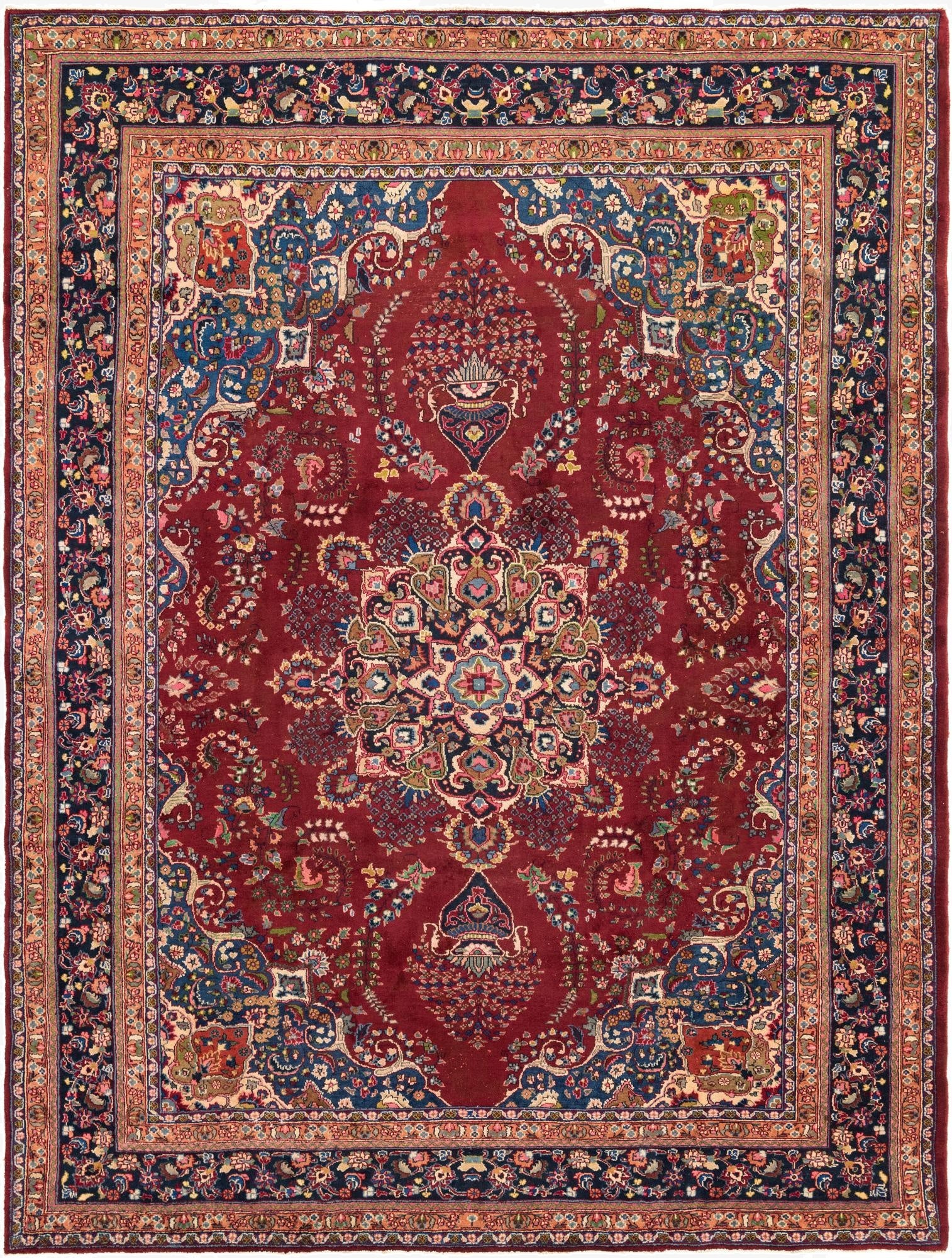  9' 9 x 13'  Hand Knotted Mashad Persian Wool Rug