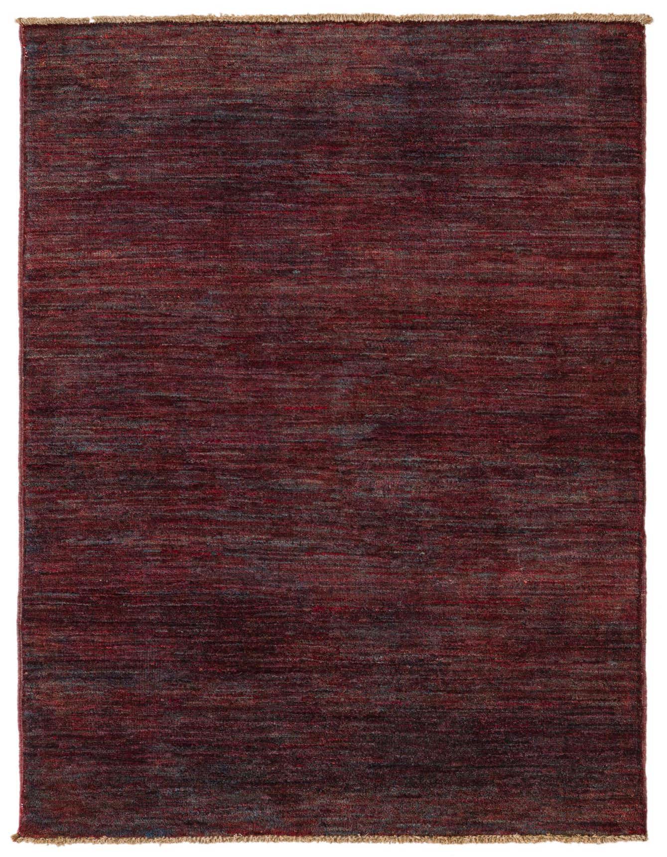 A 3x5 rectangular Modern Ziegler rug in deep reds with subtle stripes and a thin pile, ideal for an entryway.