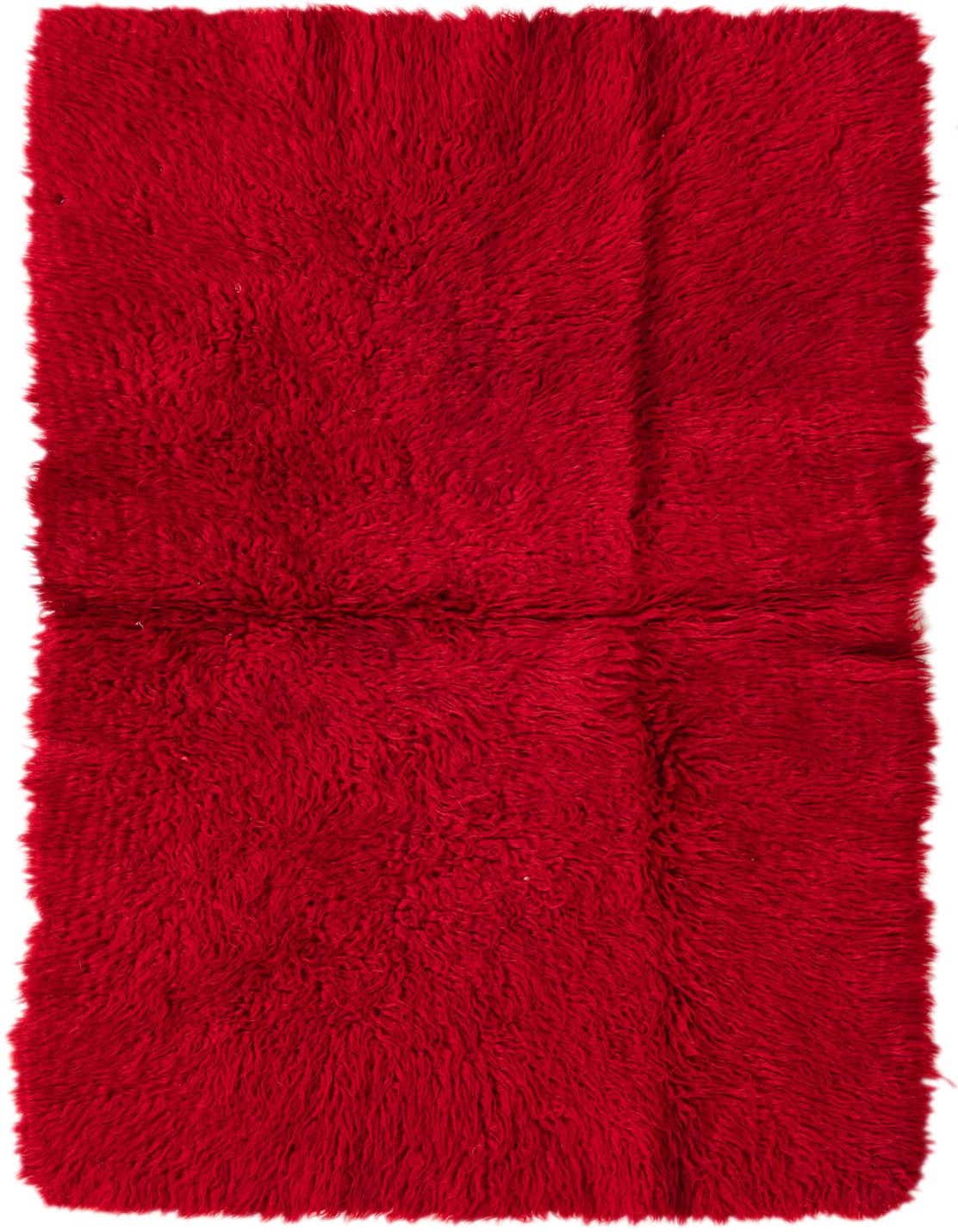 A rectangular 3x4 red shag rug with a thick, plush pile, perfect for adding warmth to an indoor space.