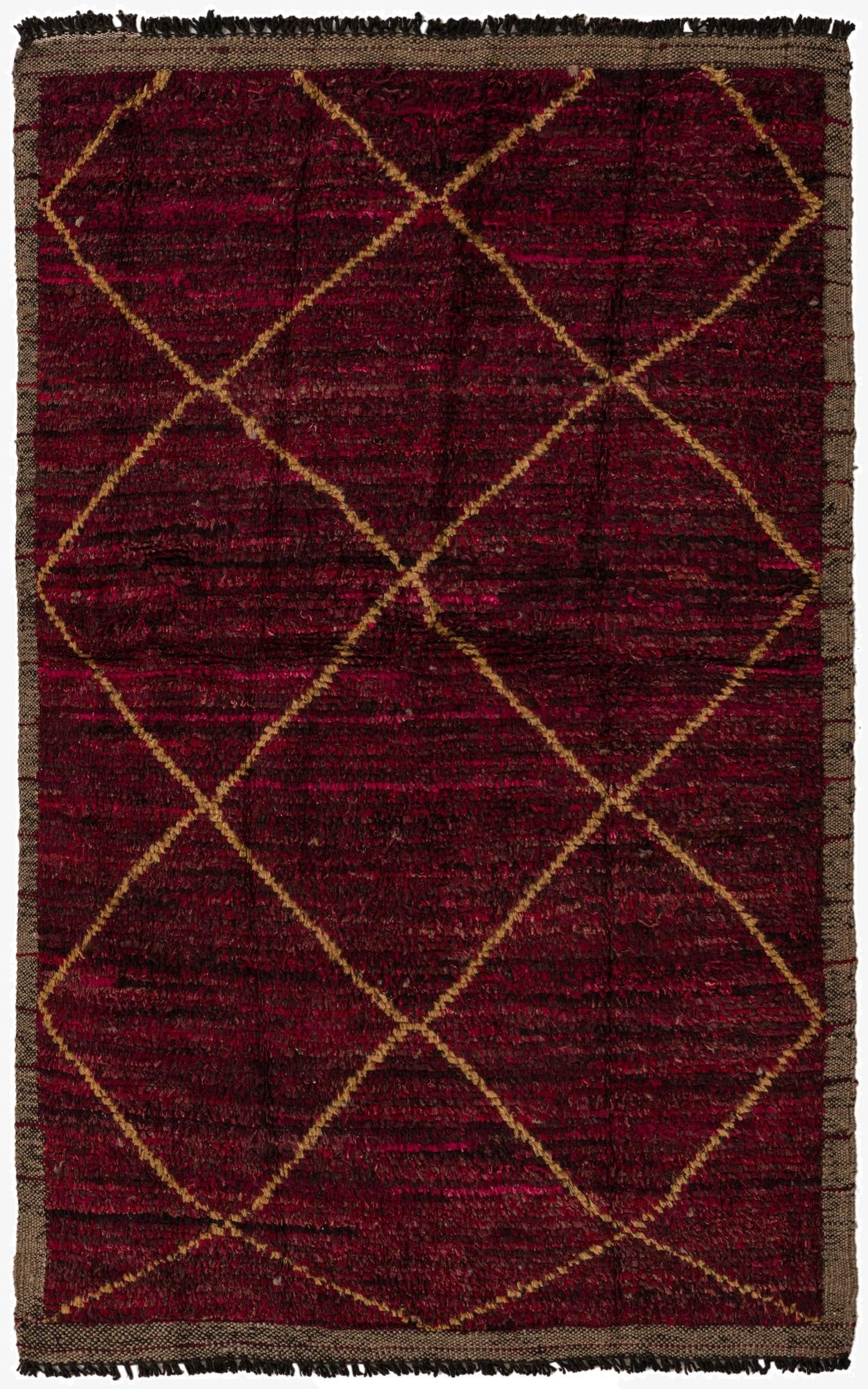  4' 2 x 6' 8  Hand Knotted Moroccan Wool Rug