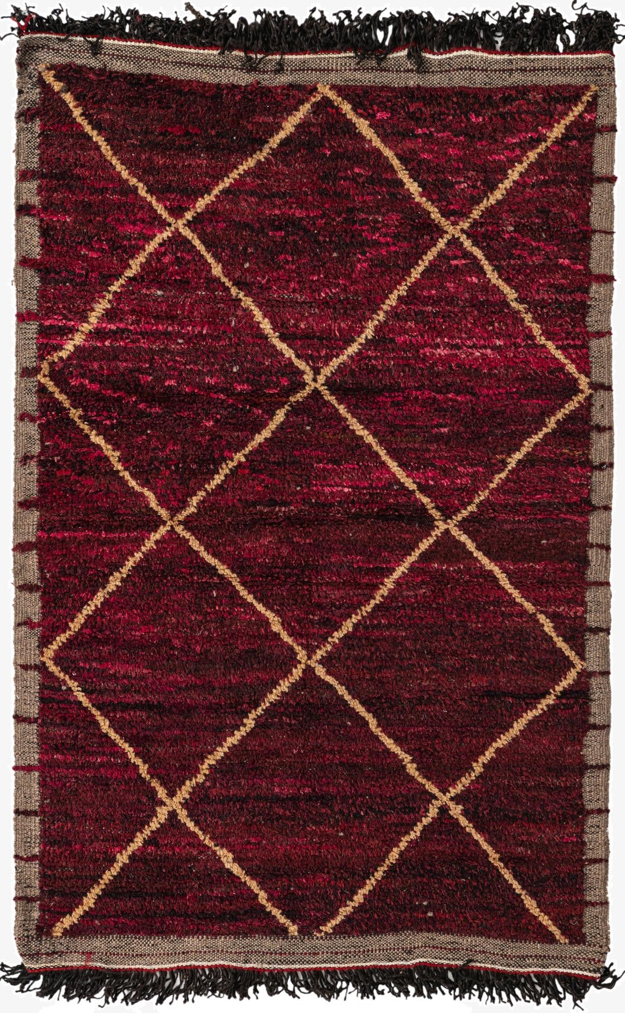  4' 1 x 6' 3  Hand Knotted Moroccan Wool Rug