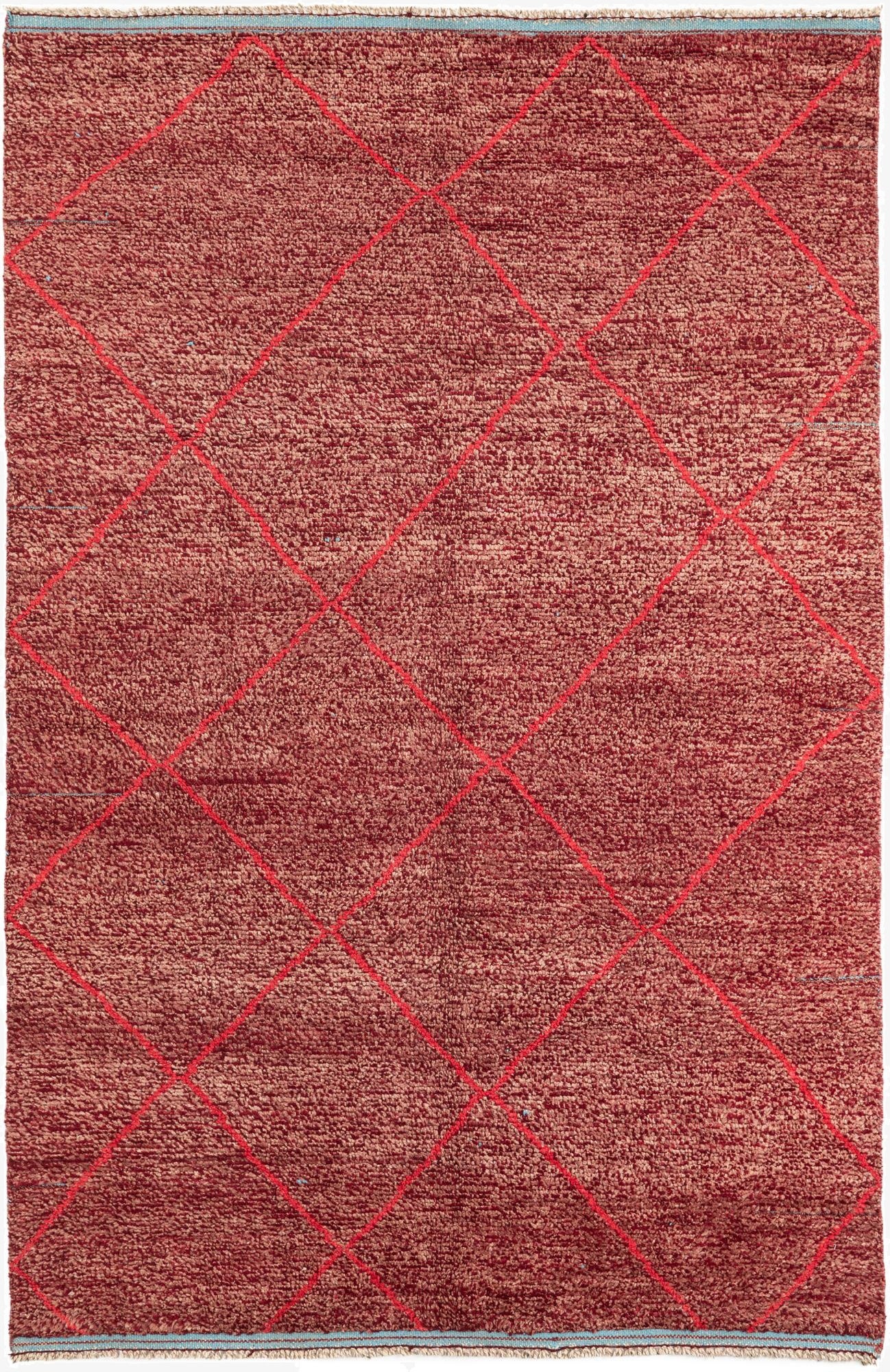  6' 1 x 9' 3  Hand Knotted Moroccan Wool Rug