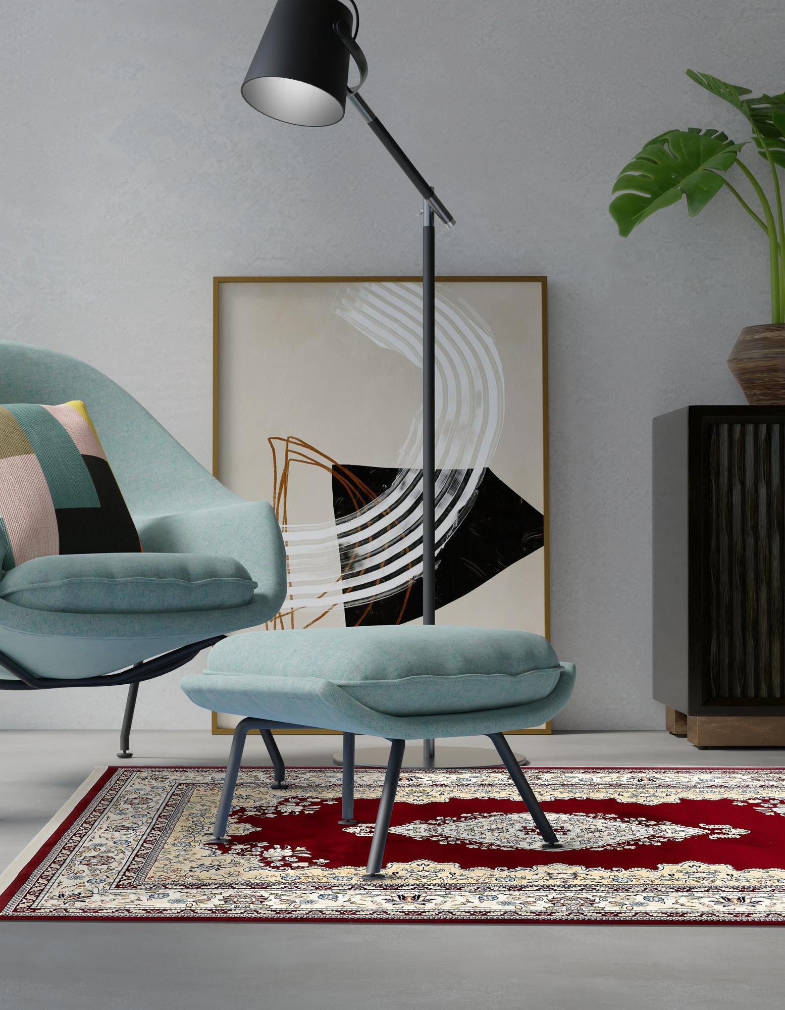 Burgundy 5' x 8' Nain Design Rug | Rugs.com