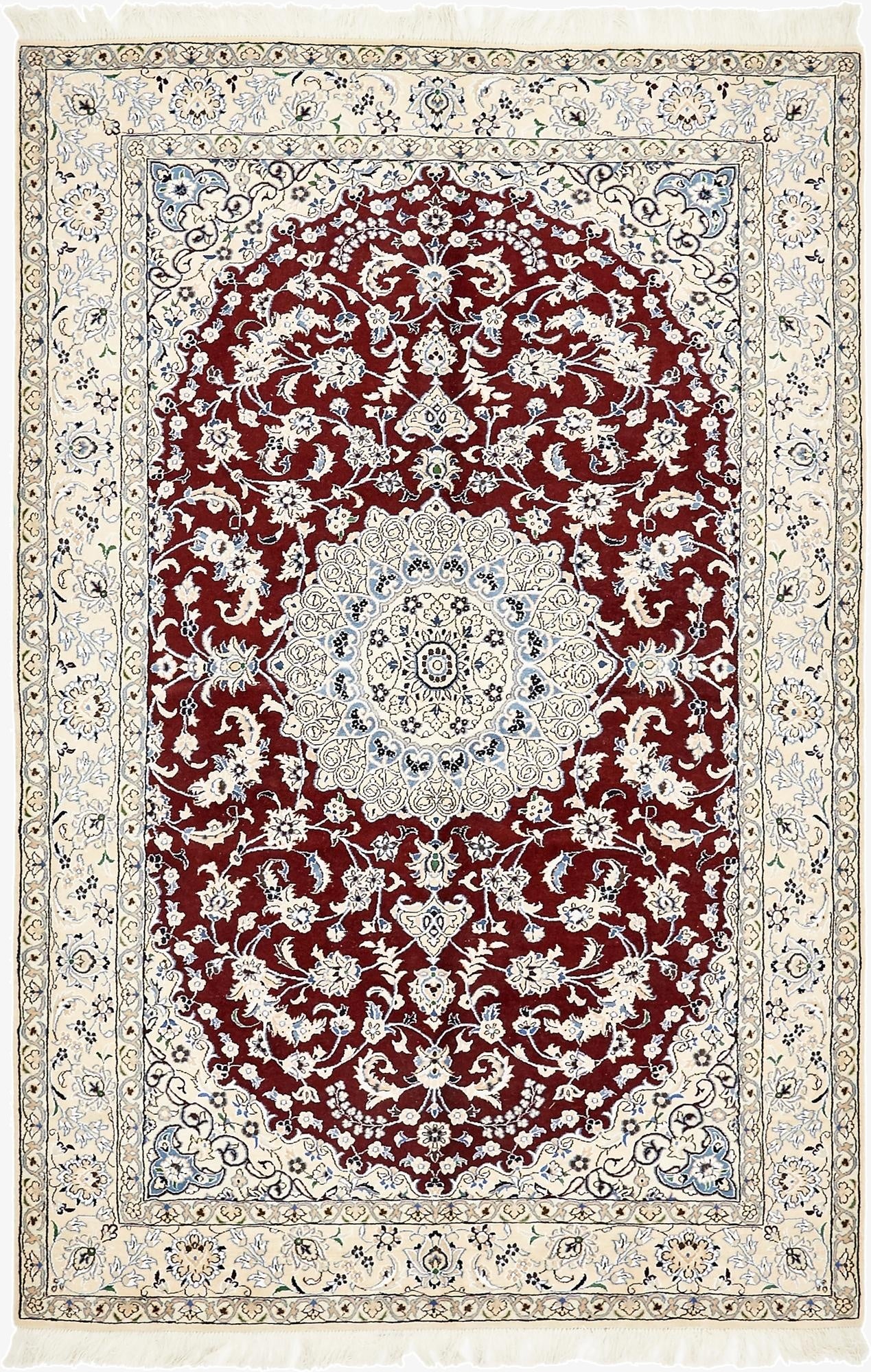  5' 1 x 7' 9  Hand Knotted Nain Persian Rug