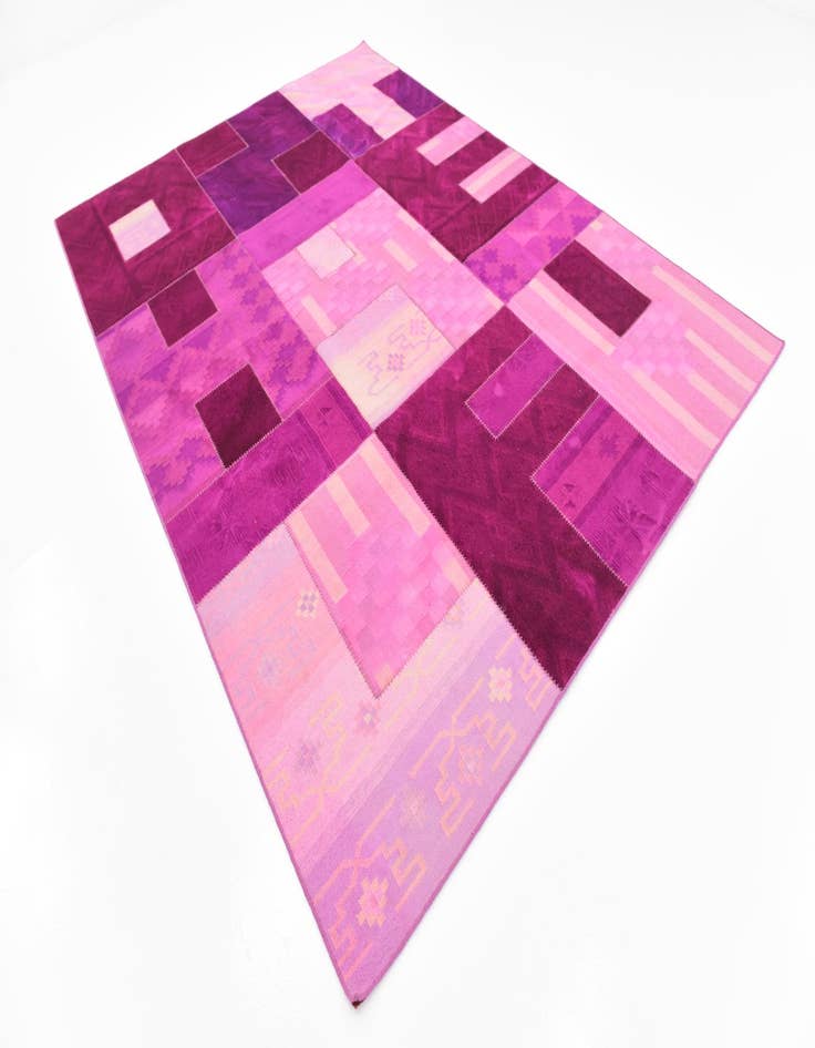 Detail image of  7' 3 x 10'  Hand Woven Patchwork Wool Rug