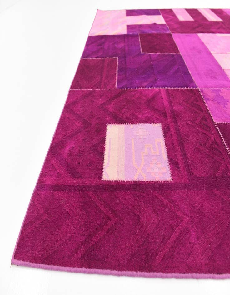 Detail image of  7' 3 x 10'  Hand Woven Patchwork Wool Rug
