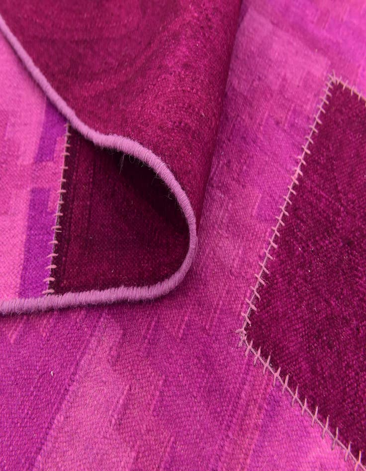 Detail image of  7' 3 x 10'  Hand Woven Patchwork Wool Rug