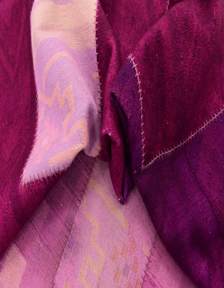 Detail image of  7' 3 x 10'  Hand Woven Patchwork Wool Rug