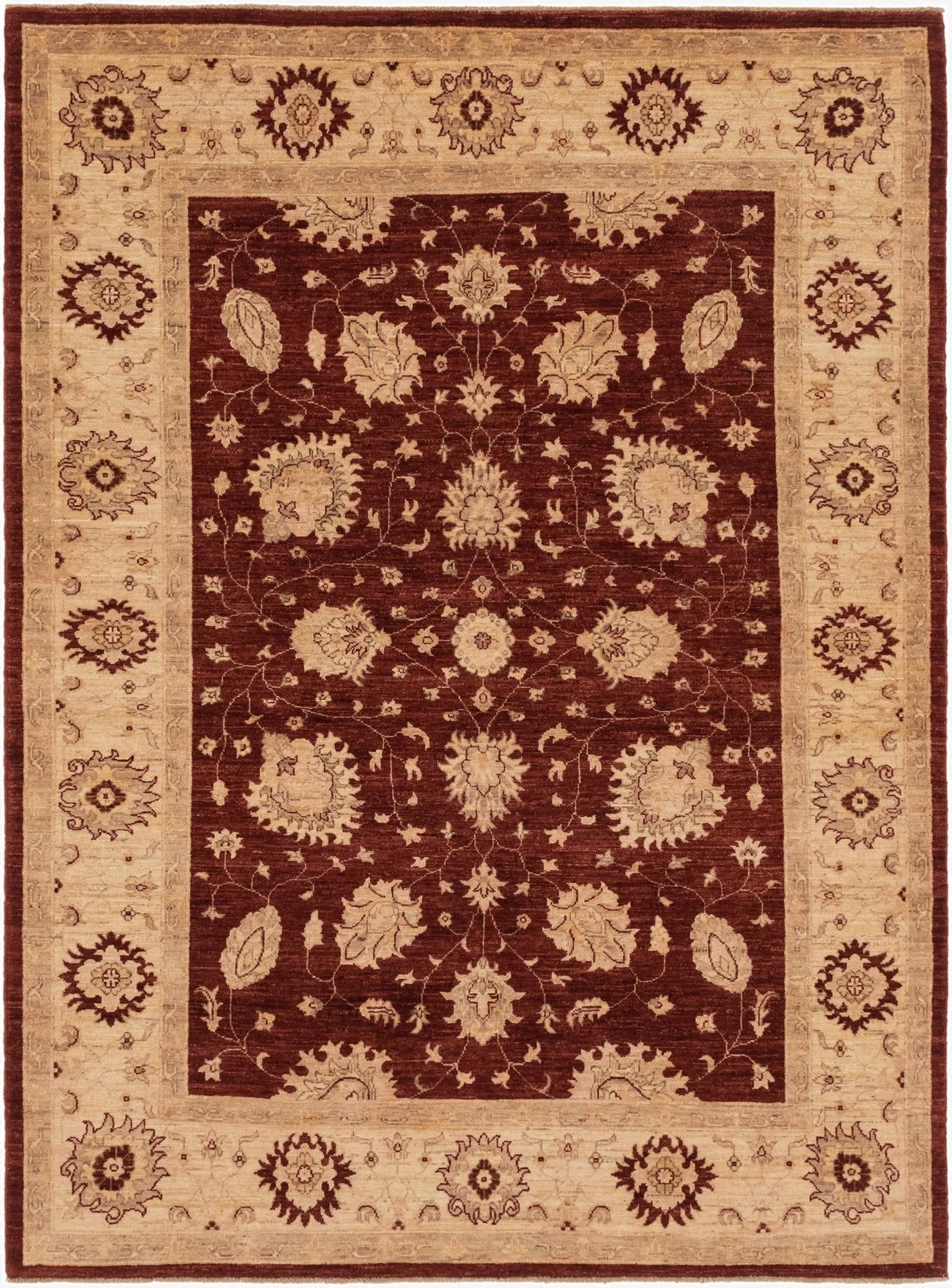  5' 8 x 7' 8  Hand Knotted Peshawar Ziegler Rug