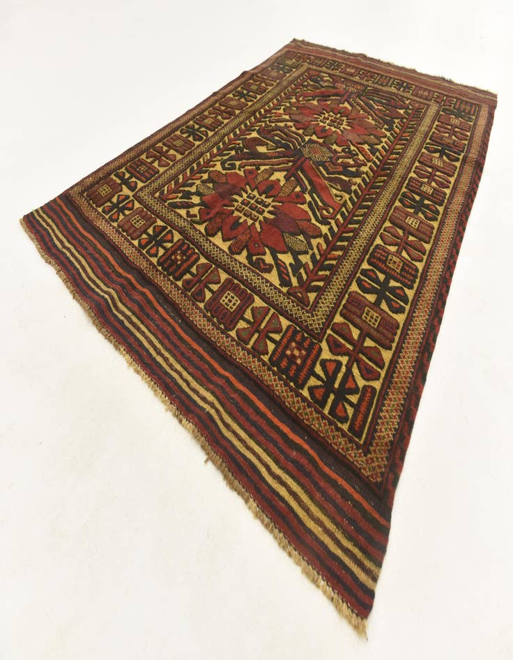 Detail image of  4' 2 x 6' 4  Hand Knotted Sumak Wool Rug