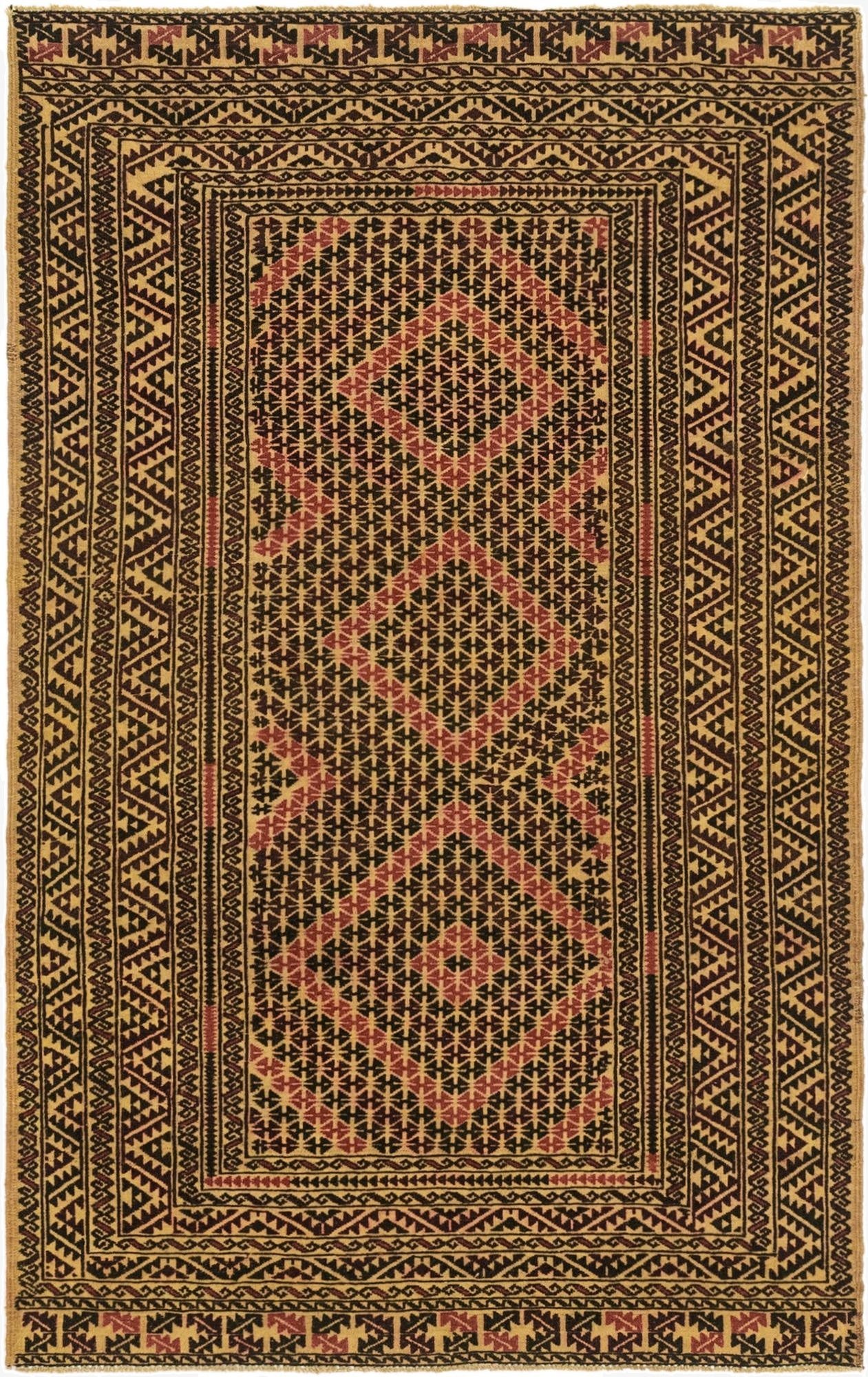  3' 9 x 6' 3  Hand Knotted Sumak Wool Rug