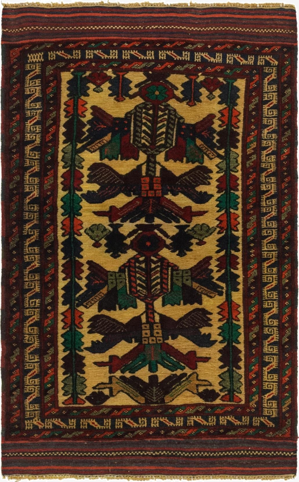  3' x 4' 10  Hand Knotted Sumak Wool Rug