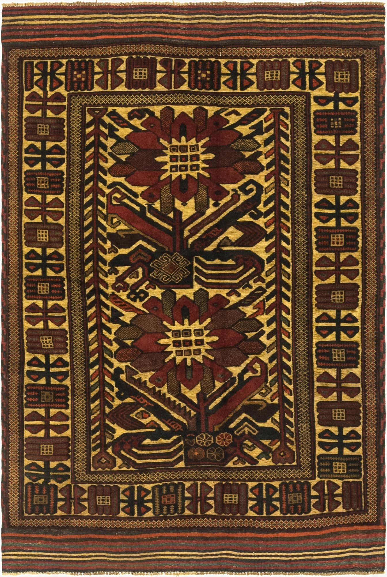  4' 2 x 6' 4  Hand Knotted Sumak Wool Rug