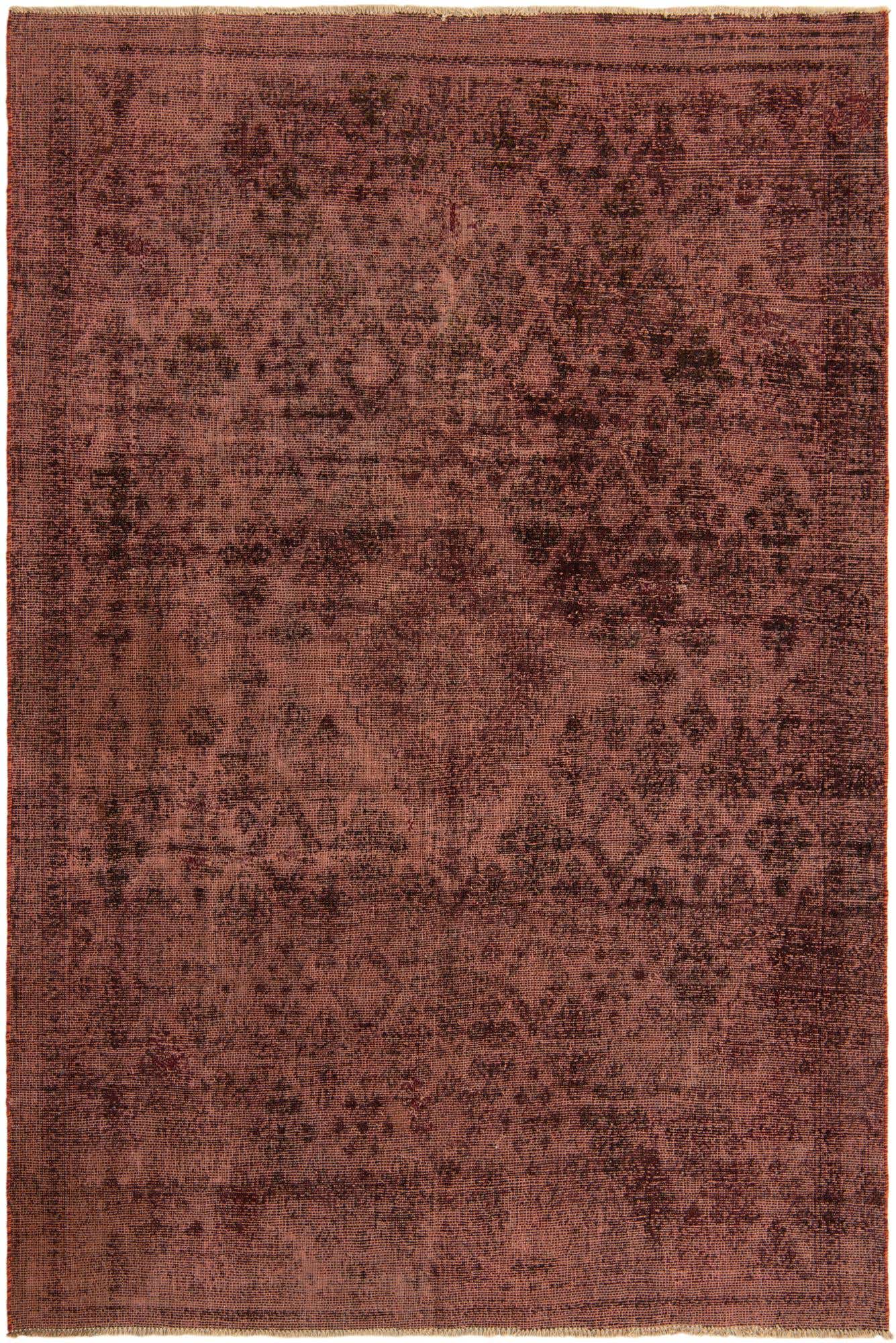 A 7x10 rectangular Ultra Vintage wool rug in shades of red with a faded Persian pattern, ideal for a living room.