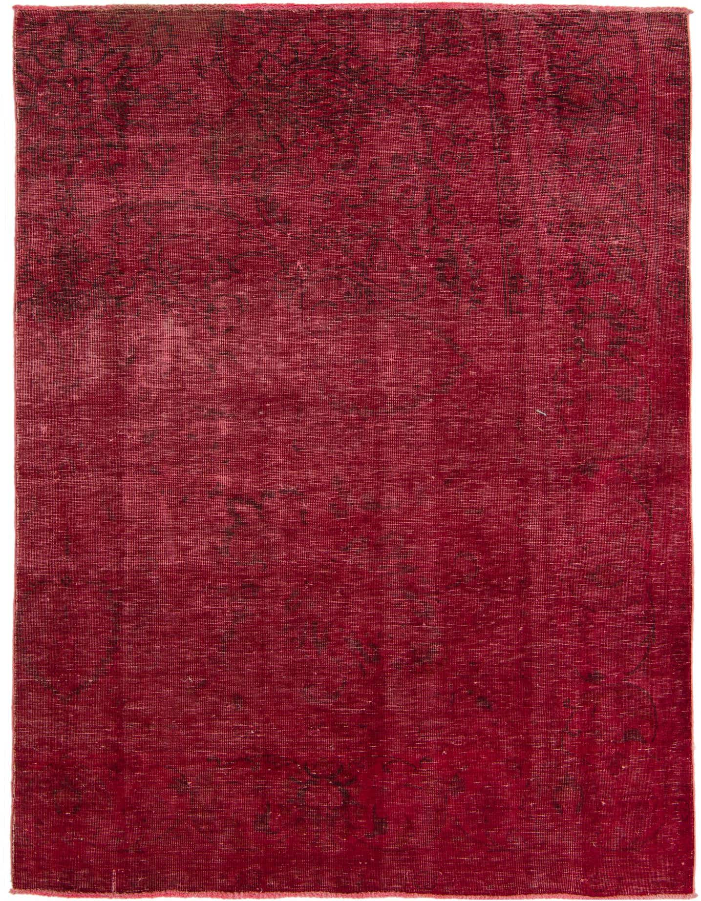 A 4x6 rectangular Ultra Vintage rug in deep red with subtle black abstract Persian patterns, ideal for a living room.