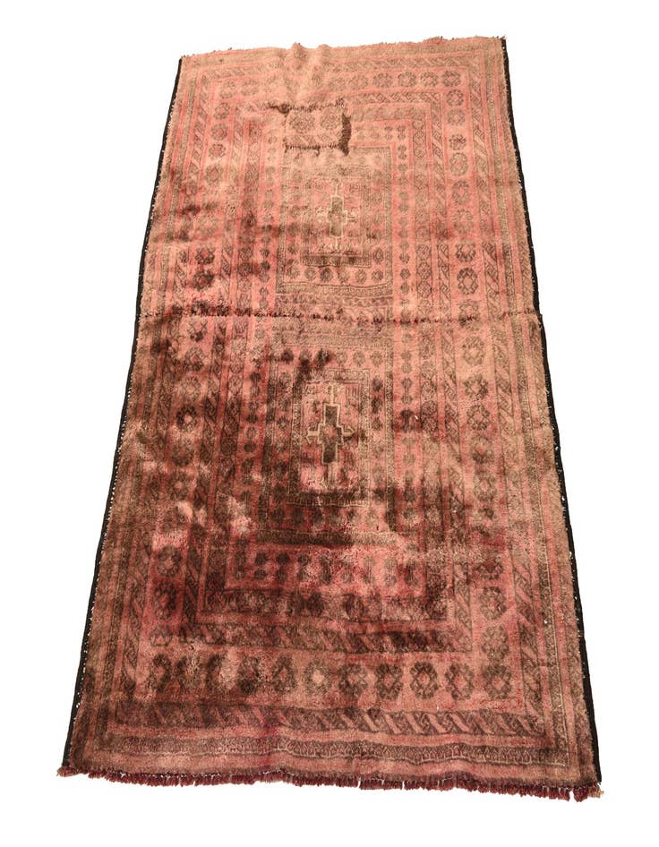 Detail image of  3' 6 x 4' 5  Hand Knotted Ultra Vintage Persian Wool Rug