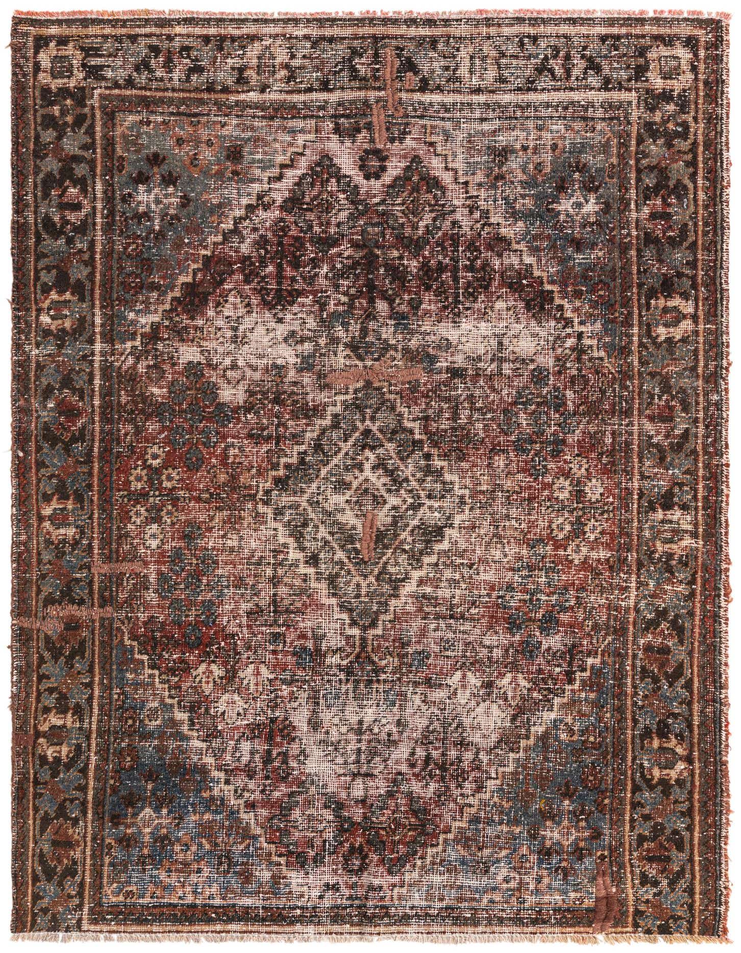 A 4x6 rectangular Ultra Vintage rug featuring a faded red, blue, and cream Persian medallion pattern with a distressed look.