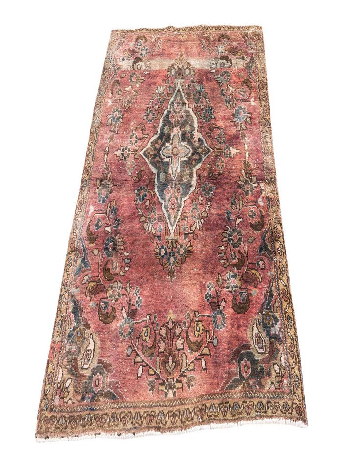 Detail image of  3' 5 x 5'  Hand Knotted Ultra Vintage Persian Wool Rug