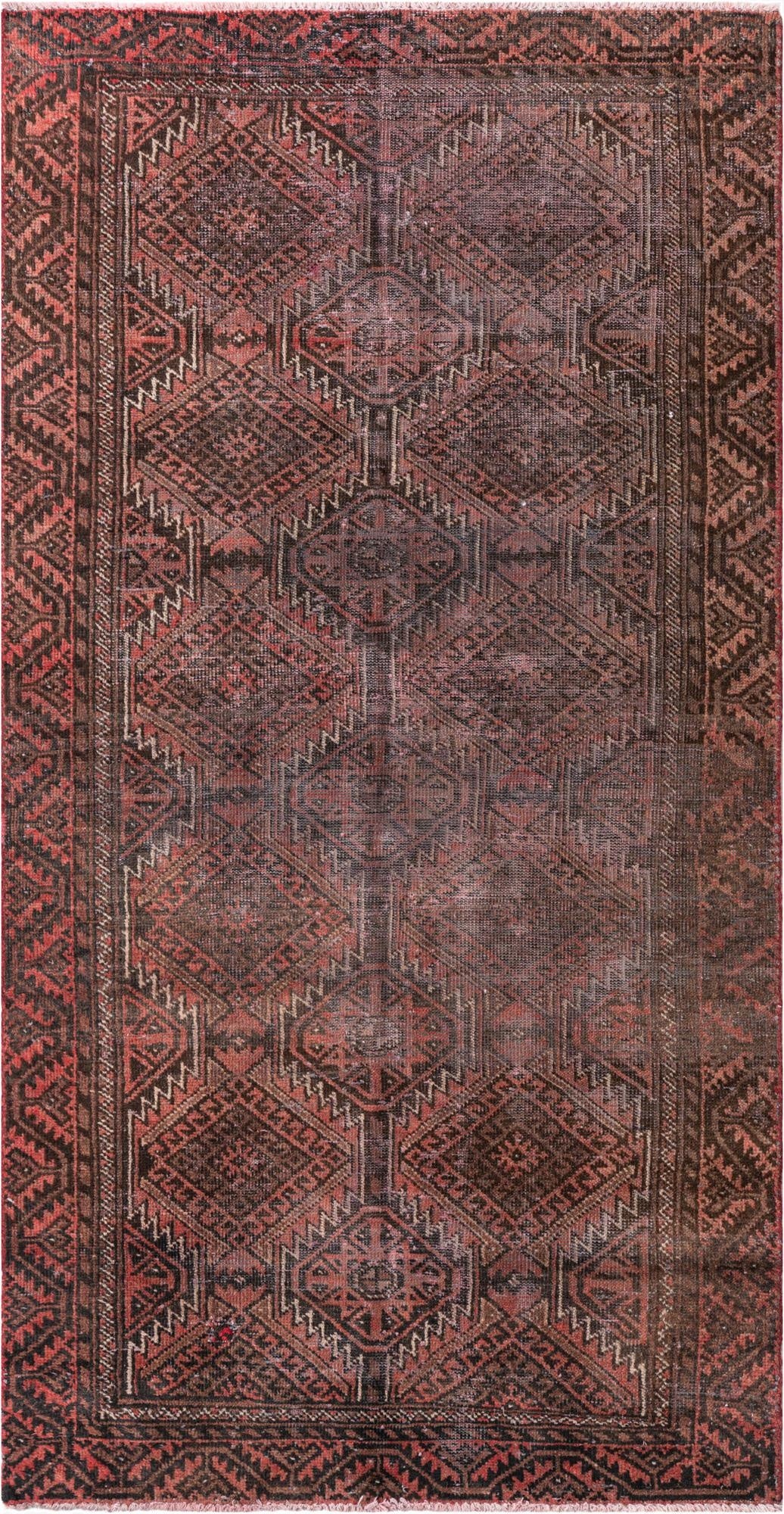  3' 5 x 6' 8  Hand Knotted Ultra Vintage Persian Wool Rug