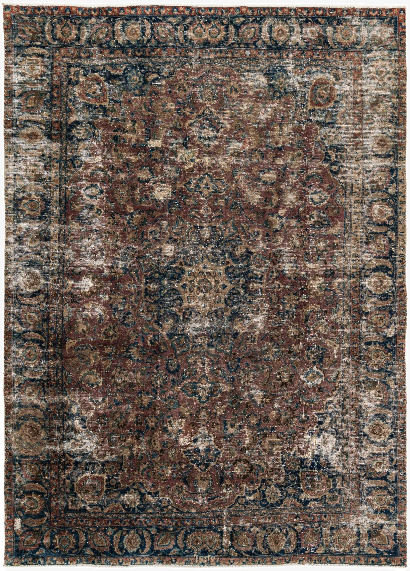  7' 7 x 10' 5  Hand Knotted Ultra Vintage Persian Wool Rug