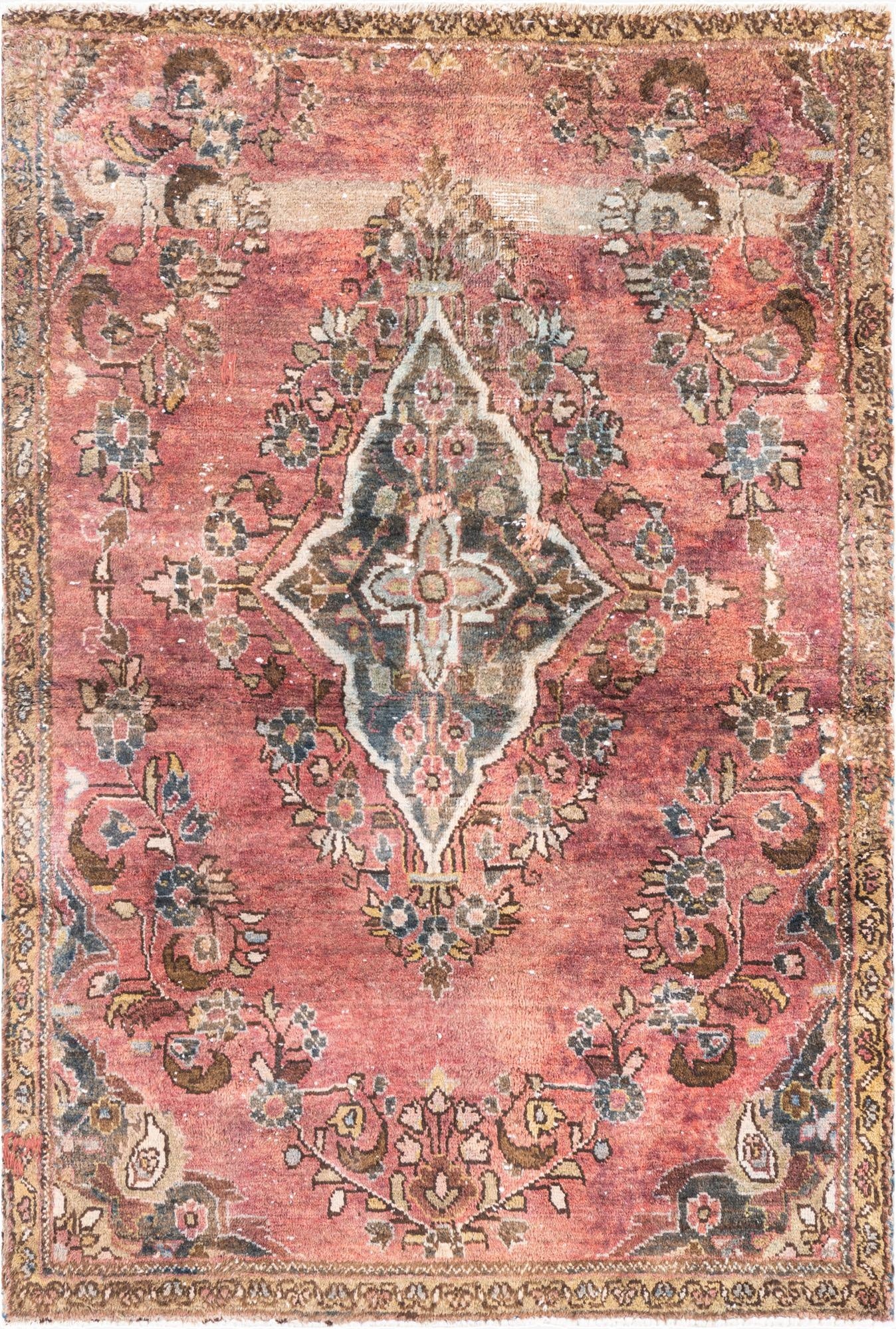  3' 5 x 5'  Hand Knotted Ultra Vintage Persian Wool Rug
