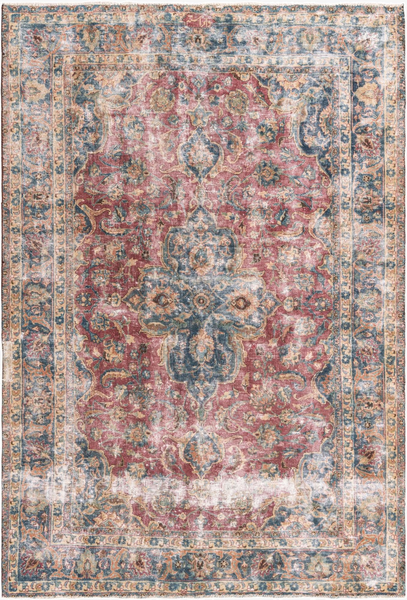  6' 5 x 9' 5  Hand Knotted Ultra Vintage Persian Wool Rug