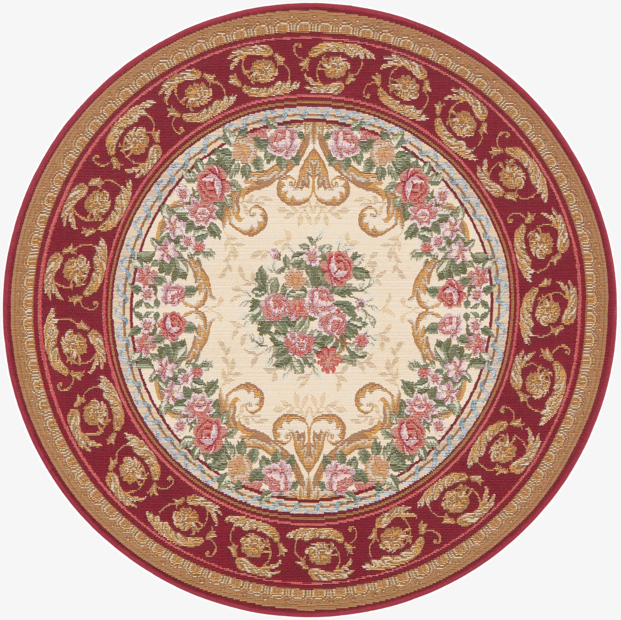  4' x 4'  Washable Traditional Indoor / Outdoor Round Rug