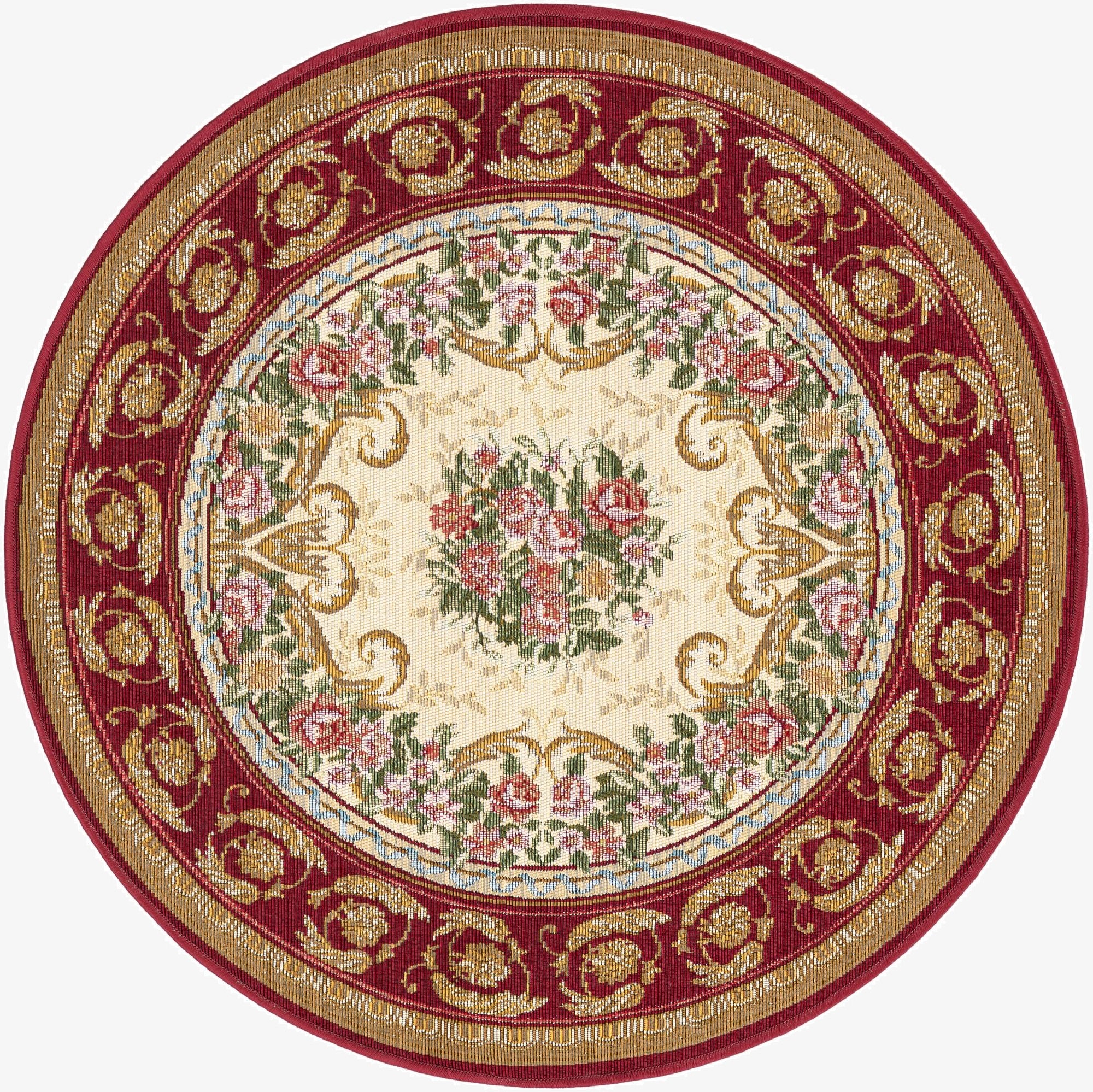  3' x 3'  Washable Traditional Indoor / Outdoor Round Rug