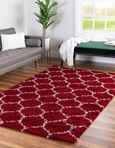  Custom Burgundy Red Lattice Shag Rug