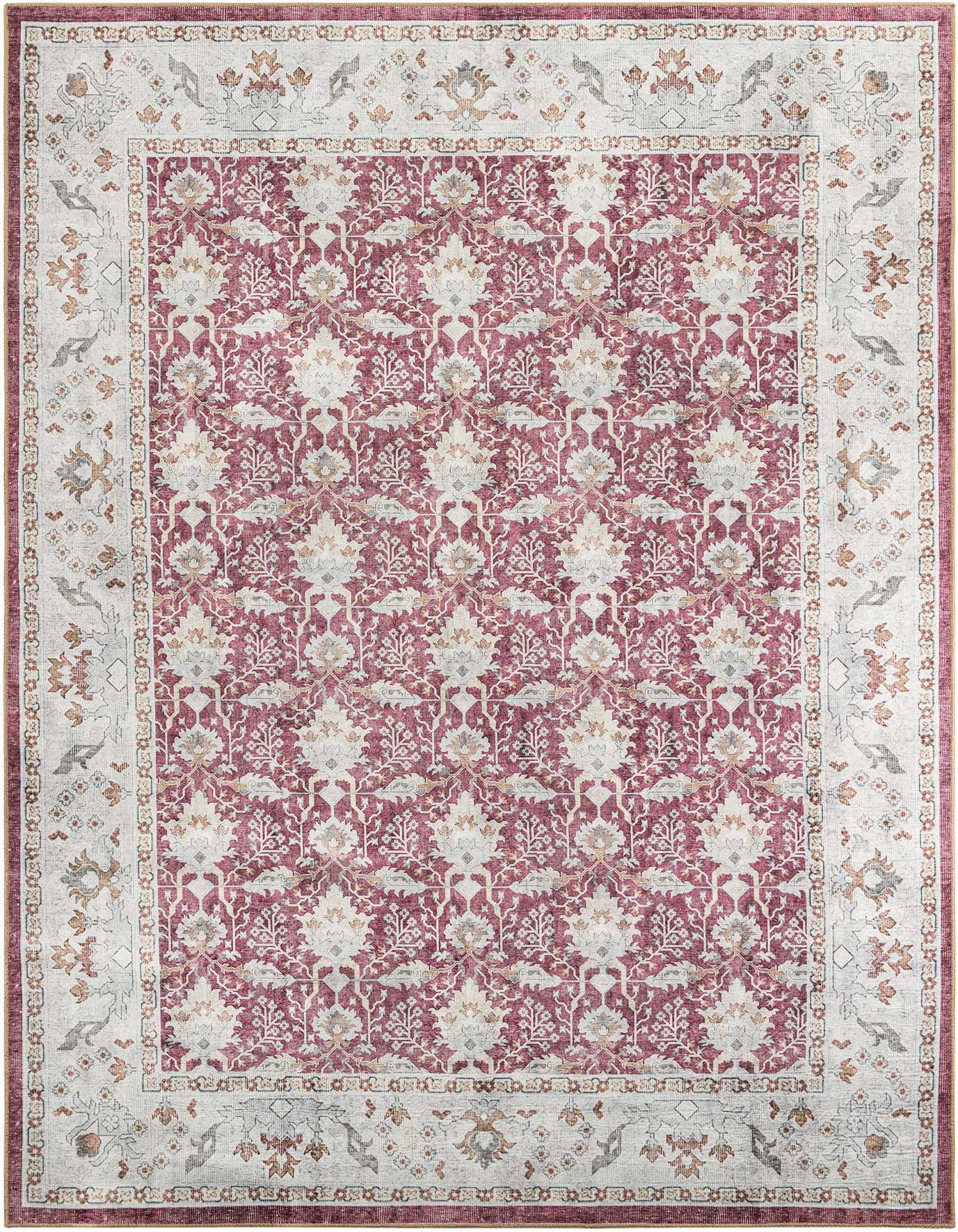 A rectangular 8x12 Timeless Collection rug featuring a rich red traditional medallion pattern with a light grey border.