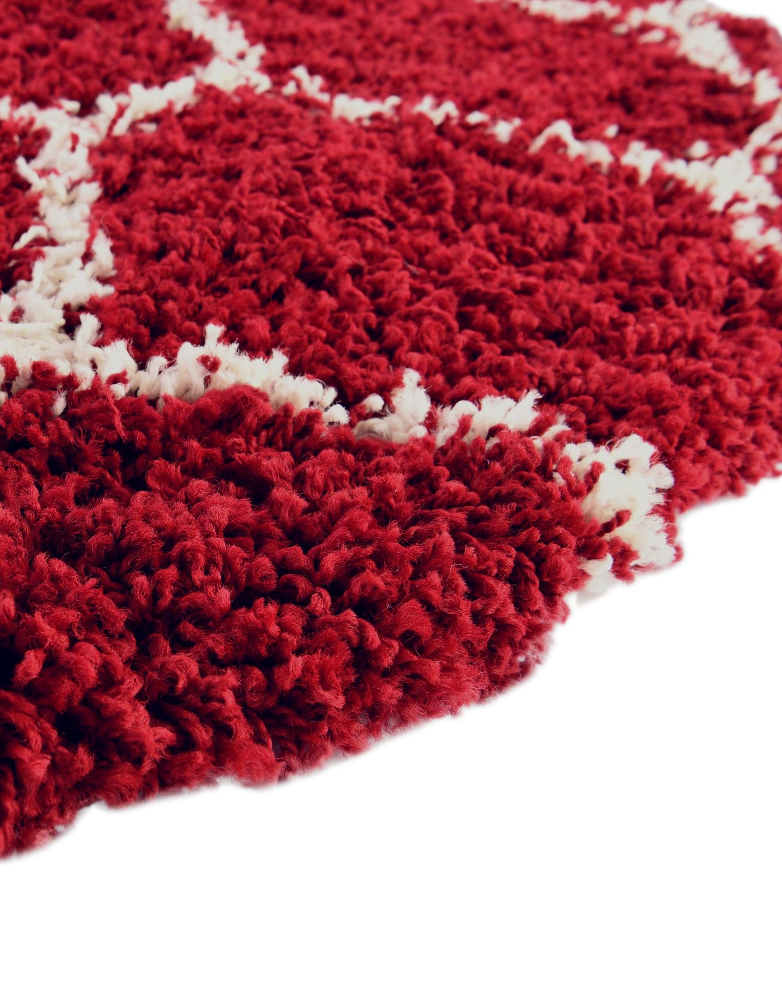 Burgundy Red 10' x 10' Lattice Shag Round Rug | Rugs.com