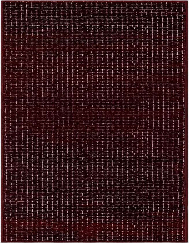 A 6 ft runner rug in deep red with a modern abstract pattern of thin white intersecting lines, ideal for a hallway.