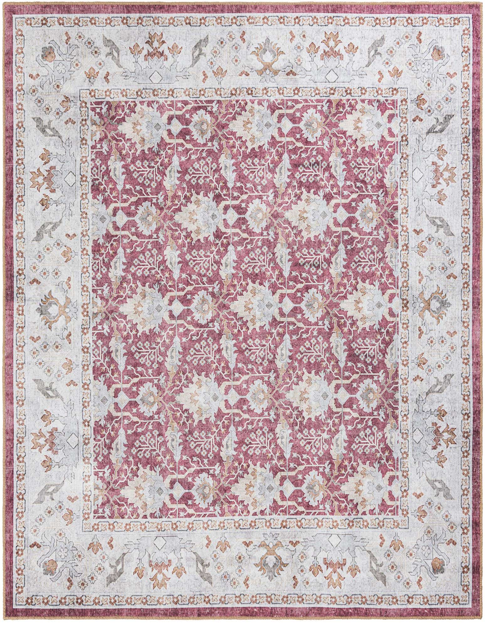 A 7' 10 x 7' 10 square red Oriental rug with a traditional medallion pattern and vintage distressed look.