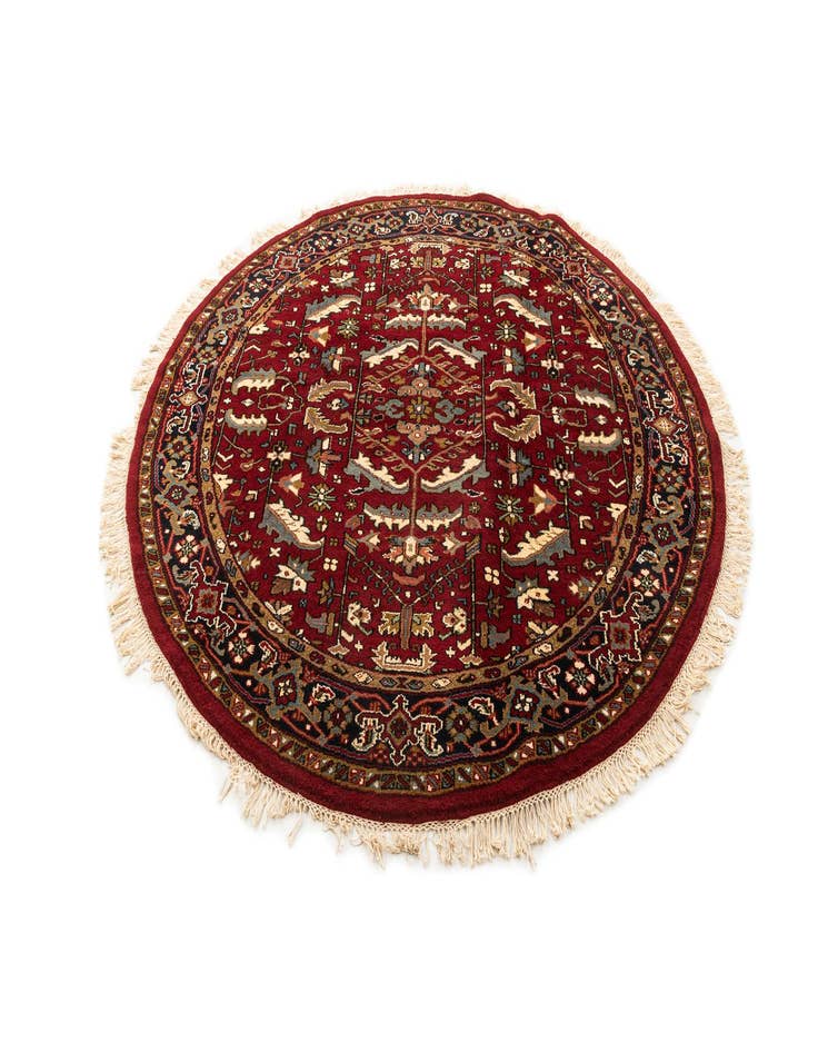 Detail image of  7' 2 x 7' 2  Hand Knotted Heriz Wool Round Rug