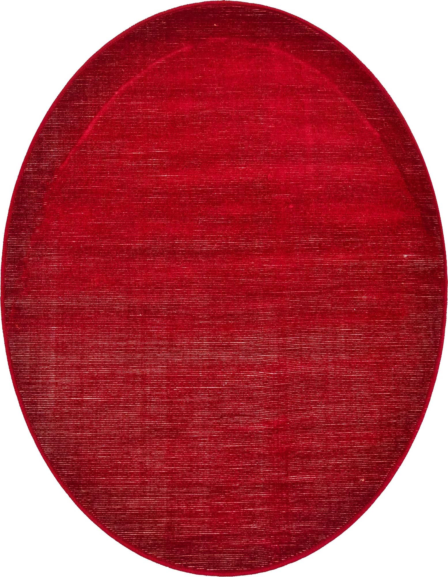 A 3' 7 x 3' 7 round red rug with a subtle striped texture, suitable for a modern living space.
