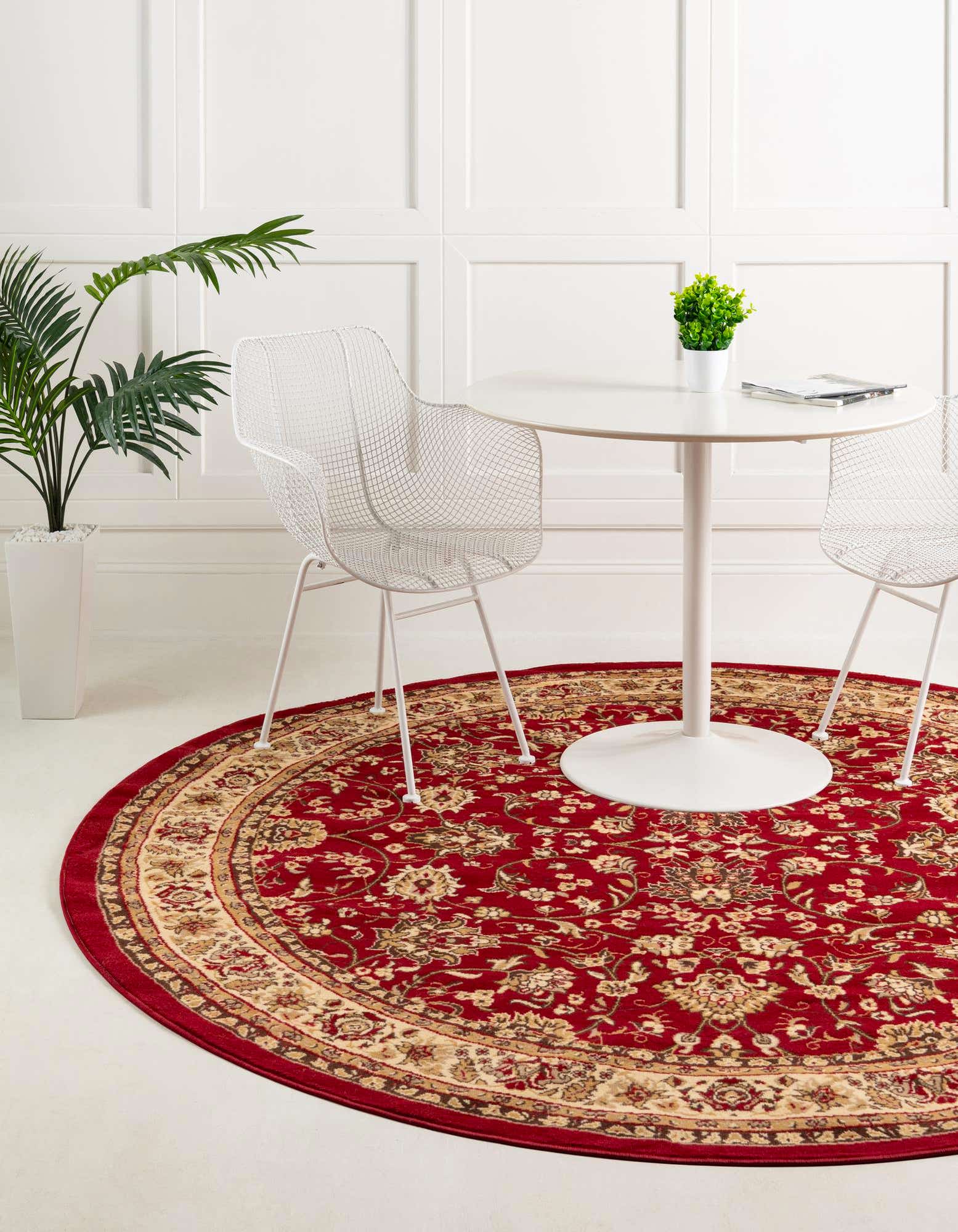 Burgundy 6' x 6' Yasmin Round Rug | Rugs.com
