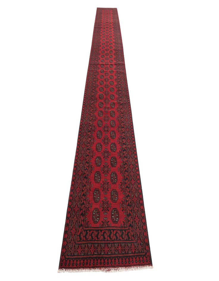 Detail image of  2' 8 x 19' 1  Hand Knotted Afghan Akhche Wool Runner Rug