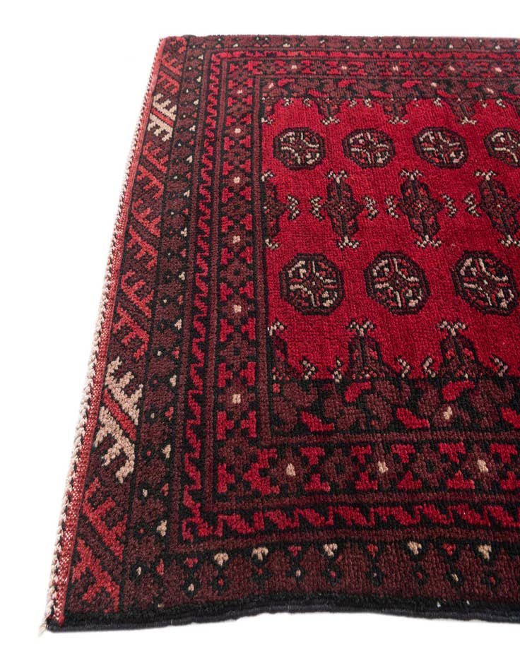 Detail image of 2' 7 x 15' 10 Hand Knotted Afghan Akhche Wool Runner Rug