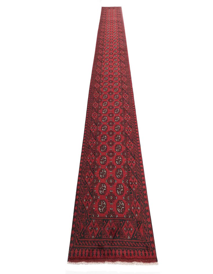 Detail image of  2' 8 x 18' 10  Hand Knotted Afghan Akhche Wool Runner Rug