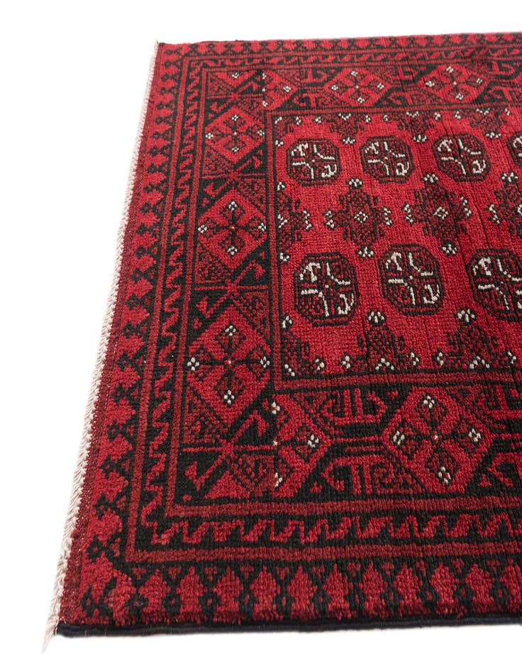 Detail image of  2' 8 x 18' 10  Hand Knotted Afghan Akhche Wool Runner Rug