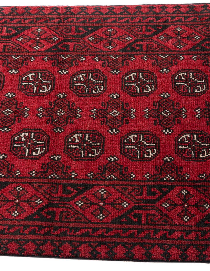 Detail image of  2' 8 x 18' 10  Hand Knotted Afghan Akhche Wool Runner Rug