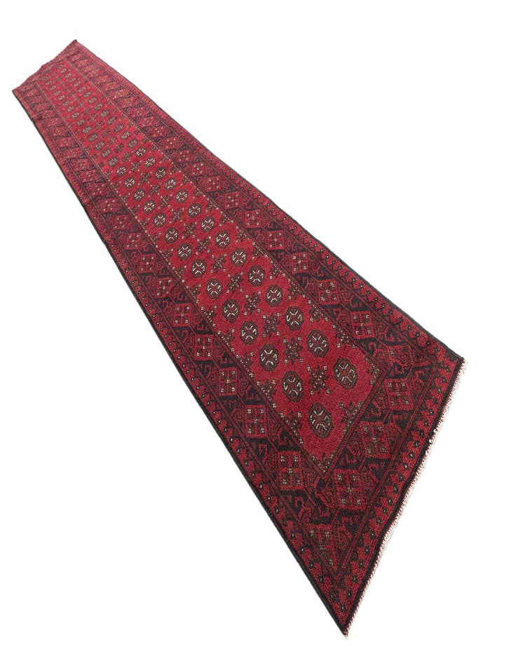 Detail image of  2' 9 x 15' 9  Hand Knotted Afghan Akhche Wool Runner Rug