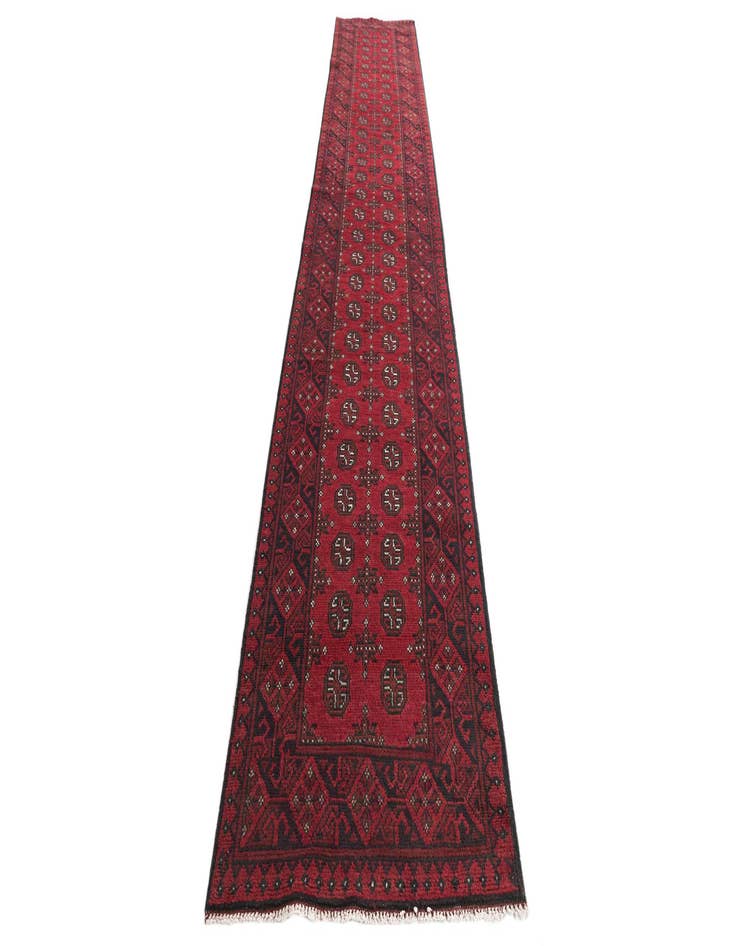 Detail image of  2' 9 x 15' 9  Hand Knotted Afghan Akhche Wool Runner Rug