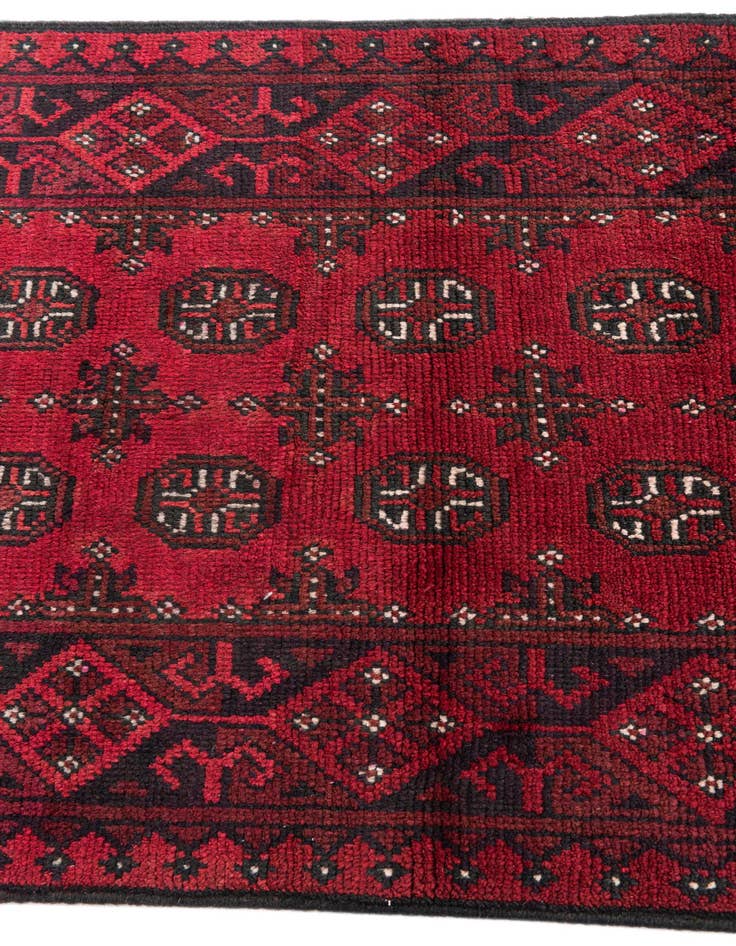 Detail image of  2' 9 x 15' 9  Hand Knotted Afghan Akhche Wool Runner Rug